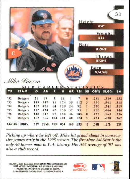 A4227- 1998 Donruss Signature BB #s 1-140 +Inserts -You Pick- 15+ FREE US SHIP - Picture 63 of 301