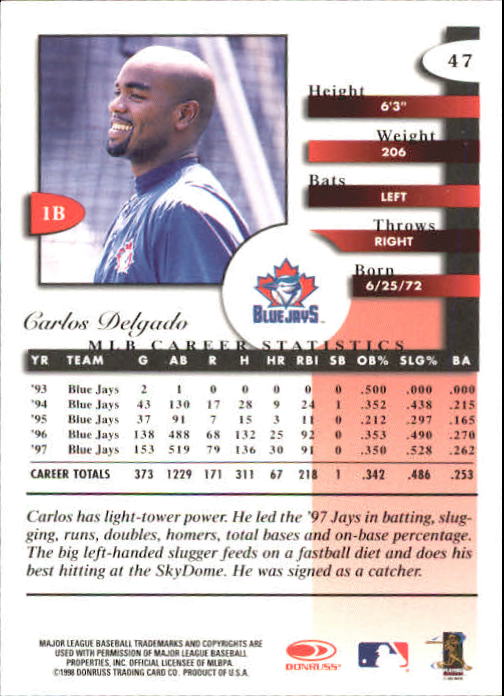 A4227- 1998 Donruss Signature BB #s 1-140 +Inserts -You Pick- 15+ FREE US SHIP - Picture 95 of 301