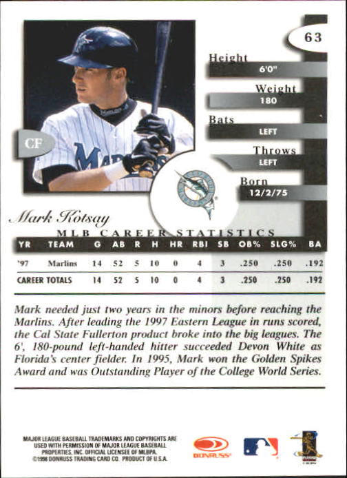 A4227- 1998 Donruss Signature BB #s 1-140 +Inserts -You Pick- 15+ FREE US SHIP - Picture 127 of 301