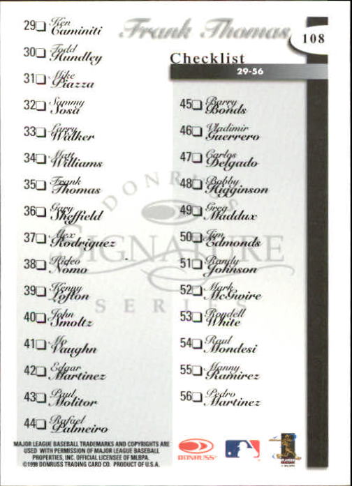 A4227- 1998 Donruss Signature BB #s 1-140 +Inserts -You Pick- 15+ FREE US SHIP - Picture 216 of 301