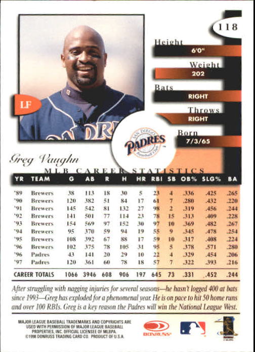 A4227- 1998 Donruss Signature BB #s 1-140 +Inserts -You Pick- 15+ FREE US SHIP - Picture 232 of 301