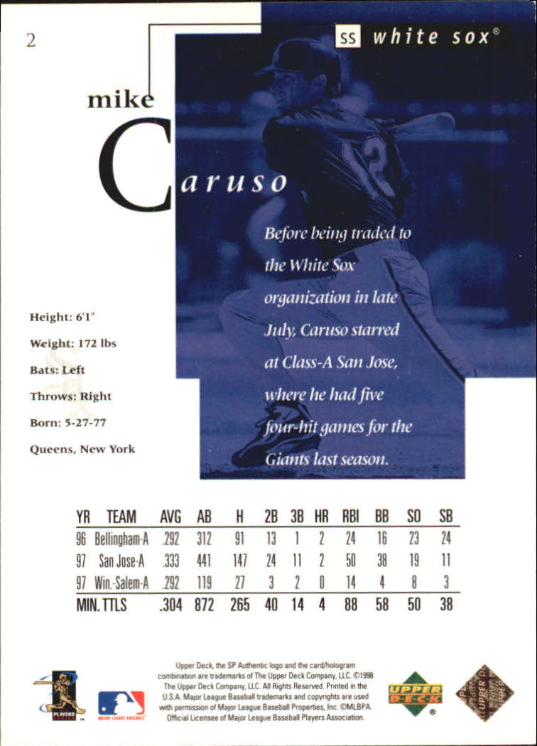 1998 SP Authentic #2 Mike Caruso FOIL back image