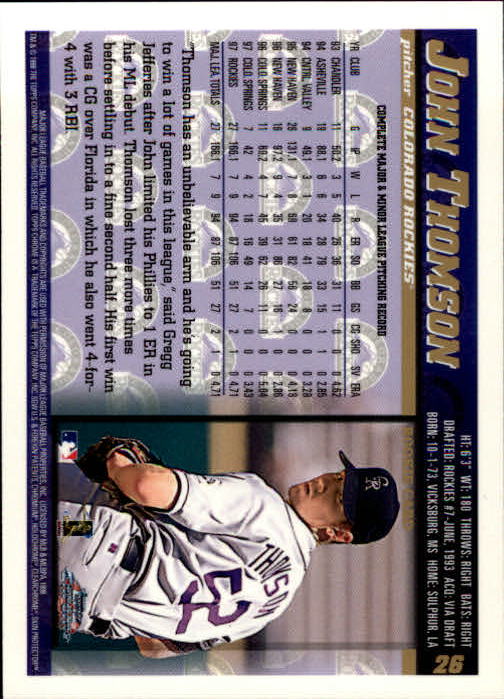 A3747- 1998 Topps Chrome BB Card #s 1-504 +Rookies -You Pick- 15+ FREE US SHIP - Picture 13 of 315