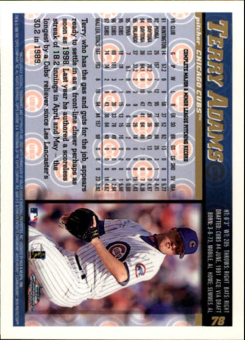 1998 Topps Chrome #78 Terry Adams back image