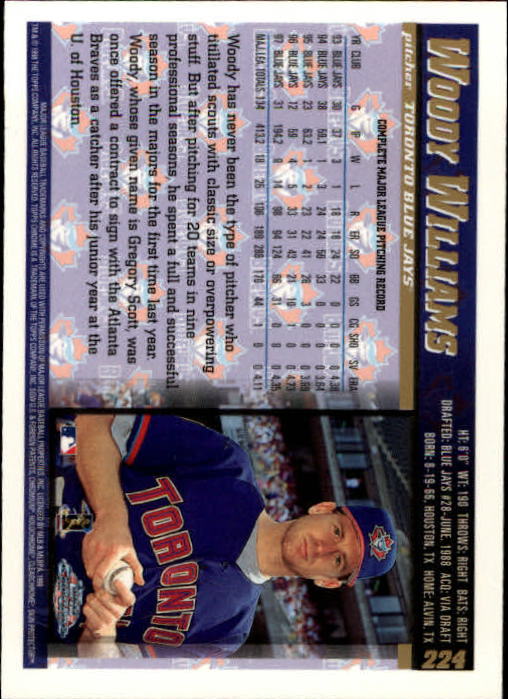 1998 Topps Chrome #224 Woody Williams back image