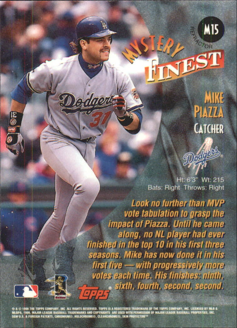 1998 Topps Mystery Finest Bordered Refractors #M15 Mike Piazza back image