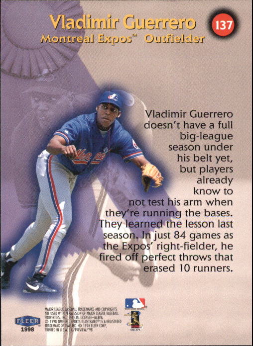 1998 Sports Illustrated #137 Vladimir Guerrero BB back image