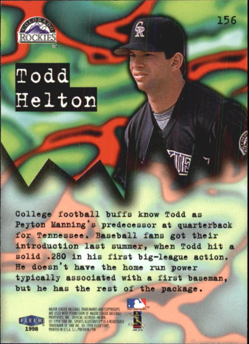 1998 Sports Illustrated #156 Todd Helton OW back image