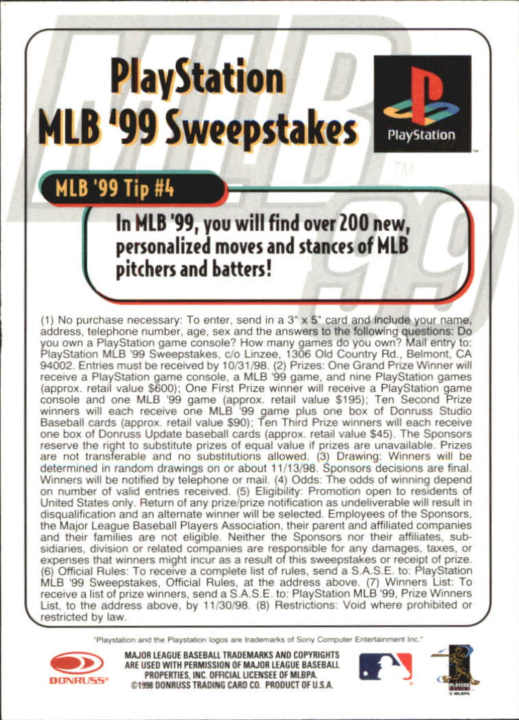 1998 Donruss MLB 99 #4 Mike Mussina back image