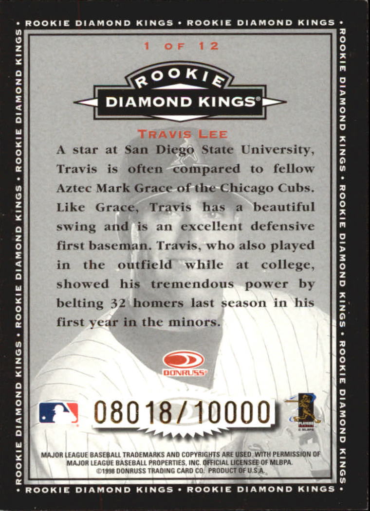 1998 Donruss Rookie Diamond Kings #1 Travis Lee back image