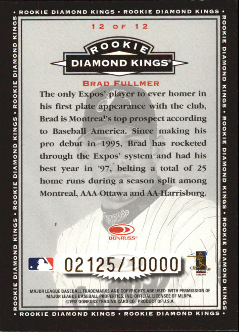1998 Donruss Rookie Diamond Kings #12 Brad Fullmer back image