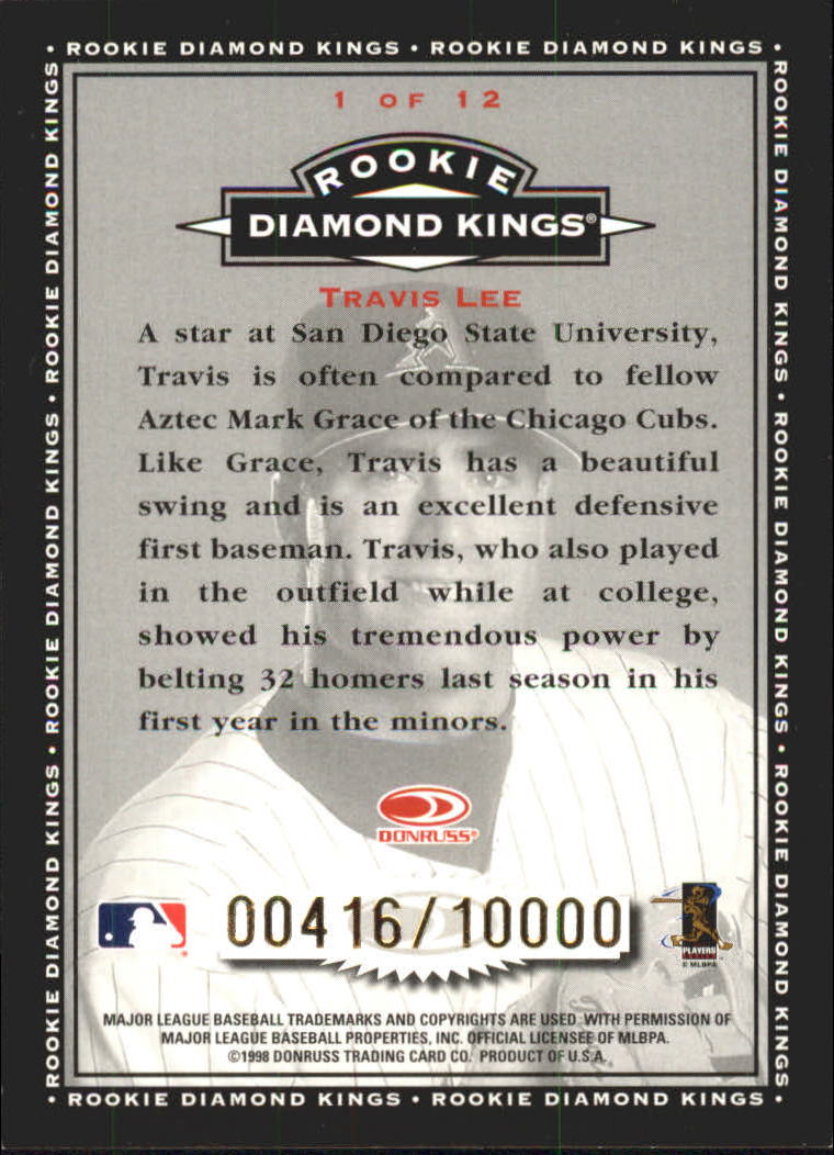 1998 Donruss Rookie Diamond Kings Canvas #1 Travis Lee back image