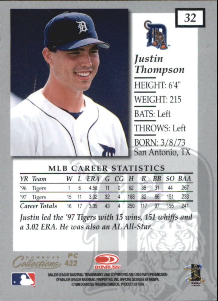 1998 Donruss Prized Collections Elite #432 Justin Thompson back image