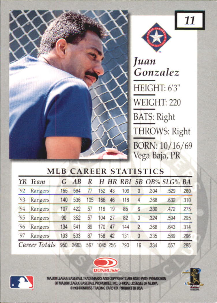 1998 Donruss Elite Baseball "Main Set" Cards #1 to #150 - Picture 23 of 301