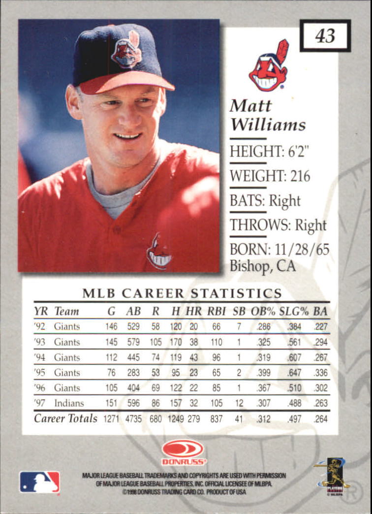 1998 Donruss Elite Baseball "Main Set" Cards #1 to #150 - Picture 87 of 301