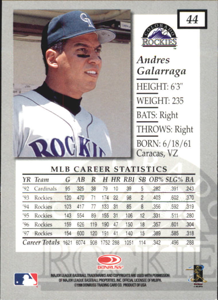 1998 Donruss Elite Baseball "Main Set" Cards #1 to #150 - Picture 89 of 301