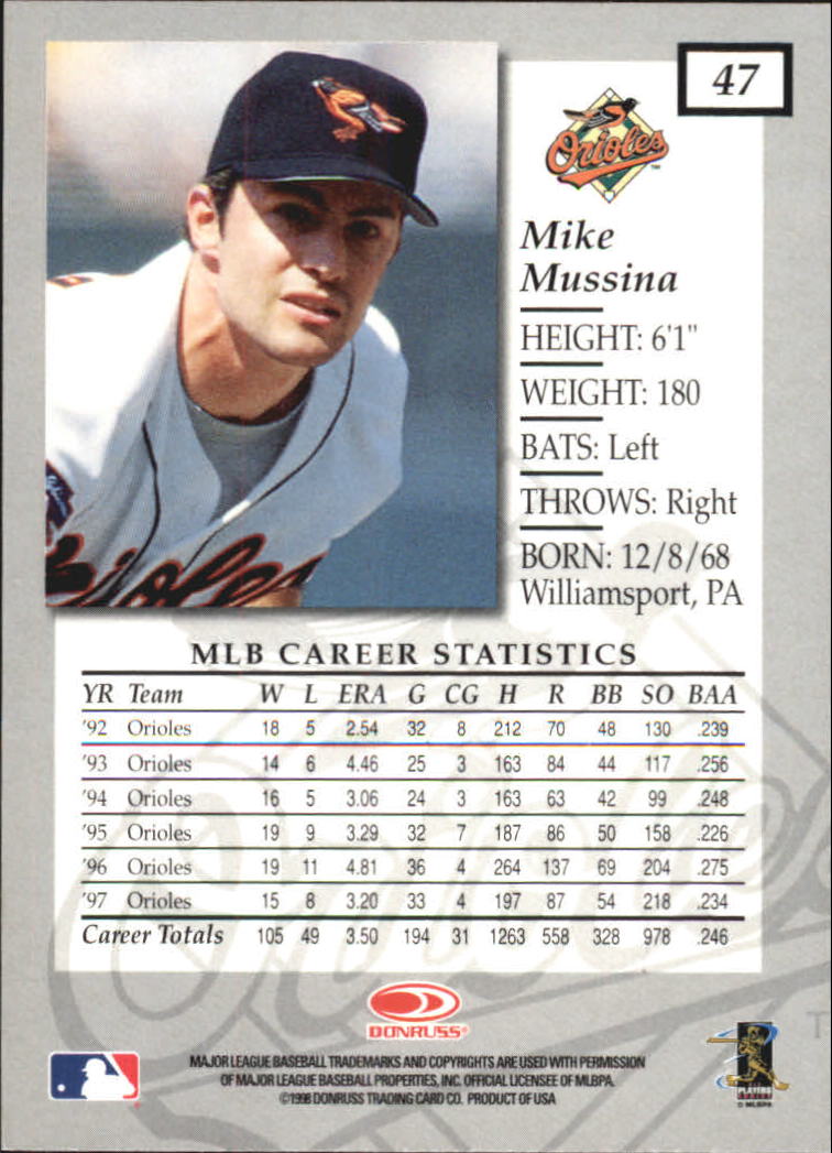1998 Donruss Elite Baseball "Main Set" Cards #1 to #150 - Picture 95 of 301