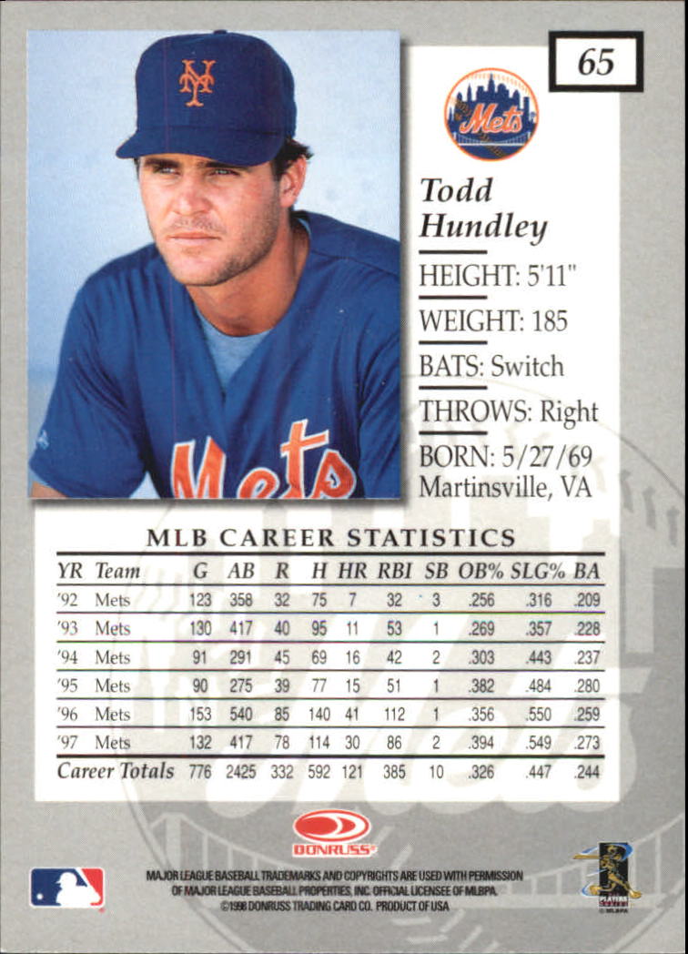 1998 Donruss Elite Baseball "Main Set" Cards #1 to #150 - Picture 131 of 301
