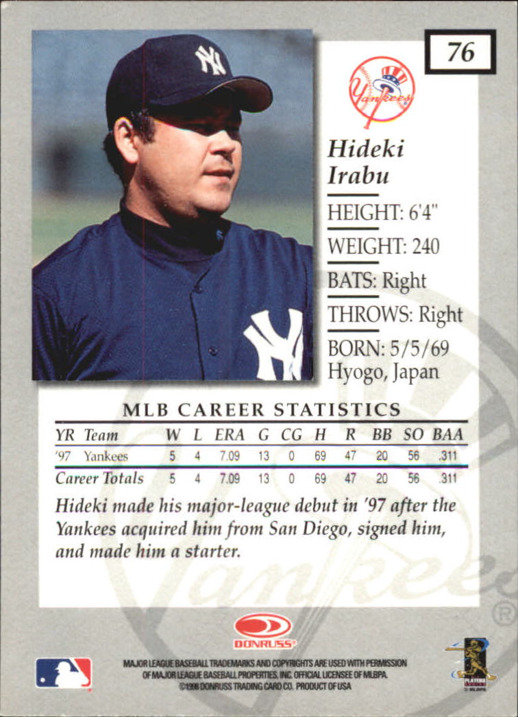 1998 Donruss Elite Baseball "Main Set" Cards #1 to #150 - Picture 153 of 301