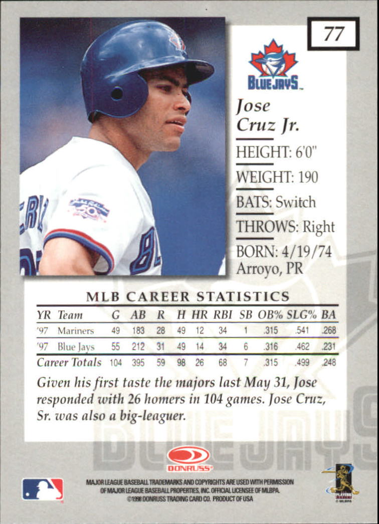1998 Donruss Elite Baseball "Main Set" Cards #1 to #150 - Picture 155 of 301