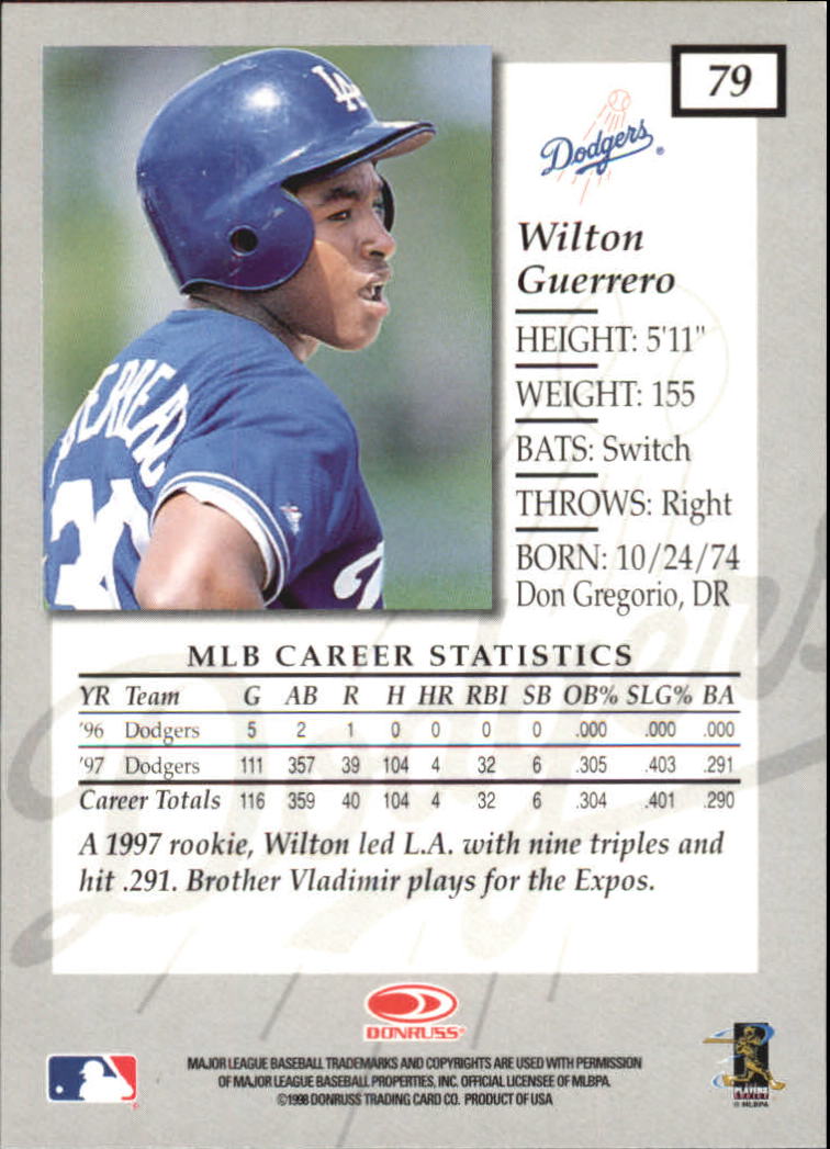 1998 Donruss Elite Baseball "Main Set" Cards #1 to #150 - Picture 159 of 301