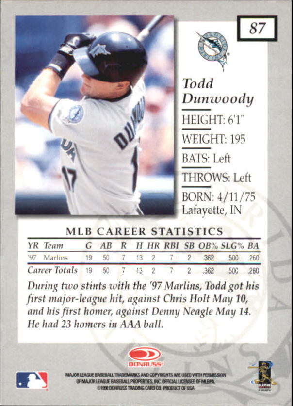 1998 Donruss Elite Baseball "Main Set" Cards #1 to #150 - Picture 175 of 301