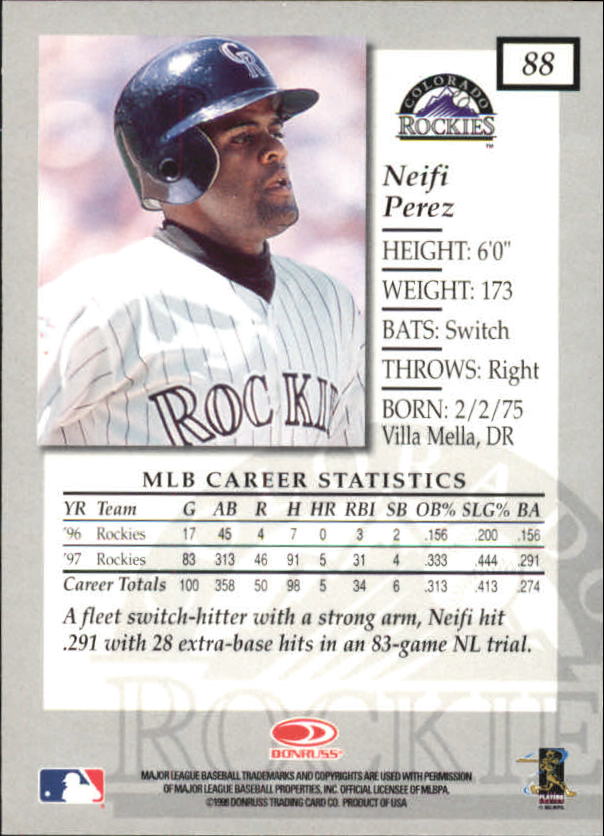 1998 Donruss Elite Baseball "Main Set" Cards #1 to #150 - Picture 177 of 301