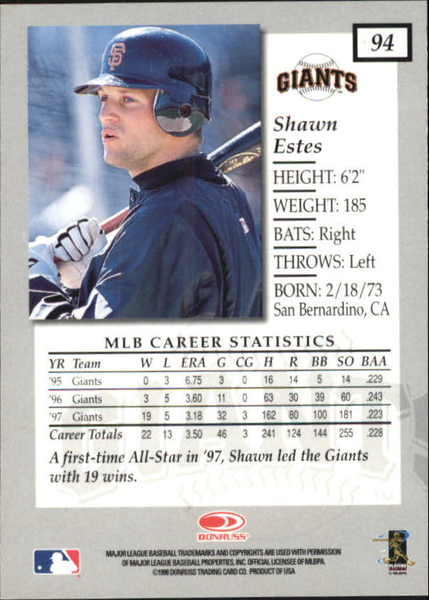 1998 Donruss Elite Baseball "Main Set" Cards #1 to #150 - Picture 189 of 301