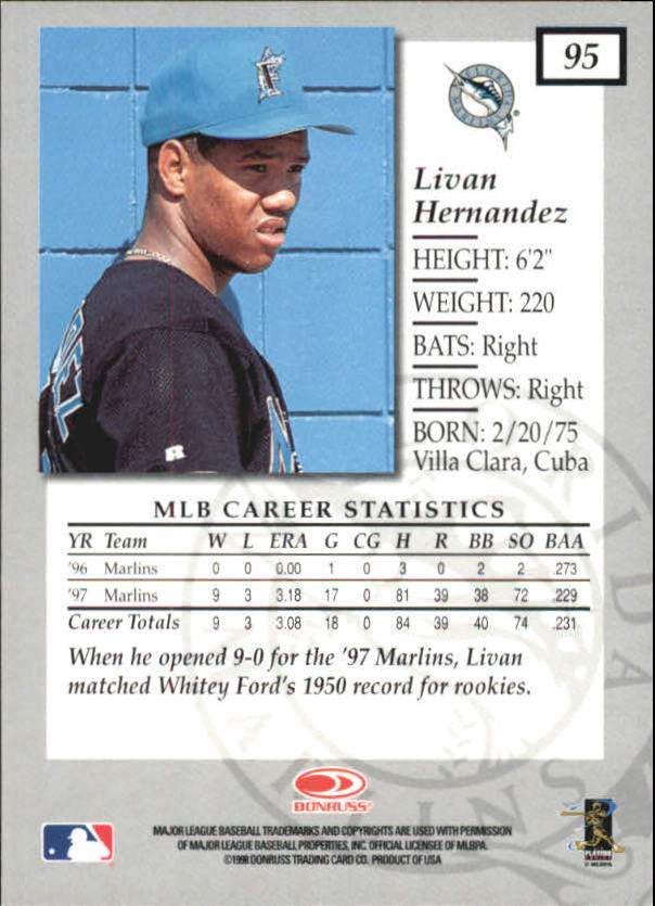 1998 Donruss Elite Baseball "Main Set" Cards #1 to #150 - Picture 191 of 301