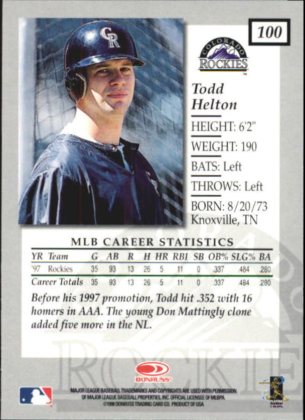 1998 Donruss Elite Baseball "Main Set" Cards #1 to #150 - Picture 199 of 301