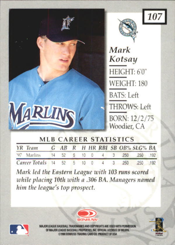 1998 Donruss Elite Baseball "Main Set" Cards #1 to #150 - Picture 215 of 301