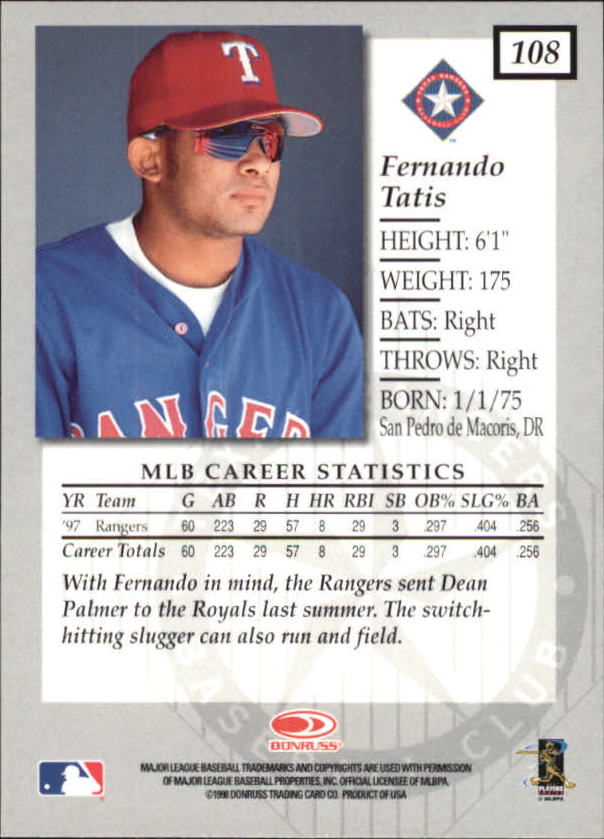 1998 Donruss Elite Baseball "Main Set" Cards #1 to #150 - Picture 217 of 301