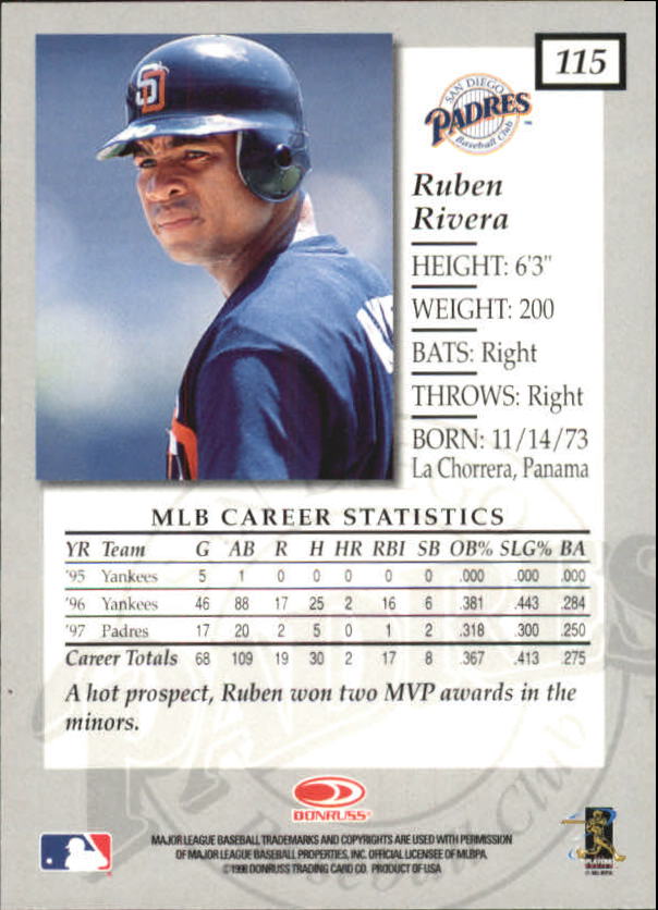 1998 Donruss Elite Baseball "Main Set" Cards #1 to #150 - Picture 231 of 301