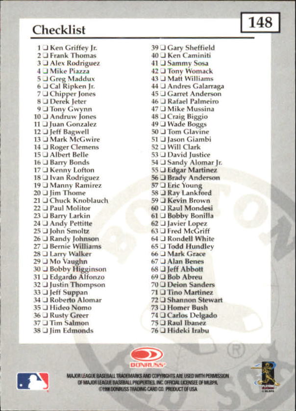 1998 Donruss Elite Baseball "Main Set" Cards #1 to #150 - Picture 297 of 301