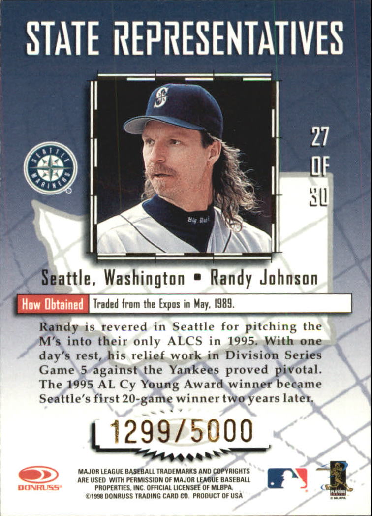 1998 Leaf State Representatives #27 Randy Johnson back image