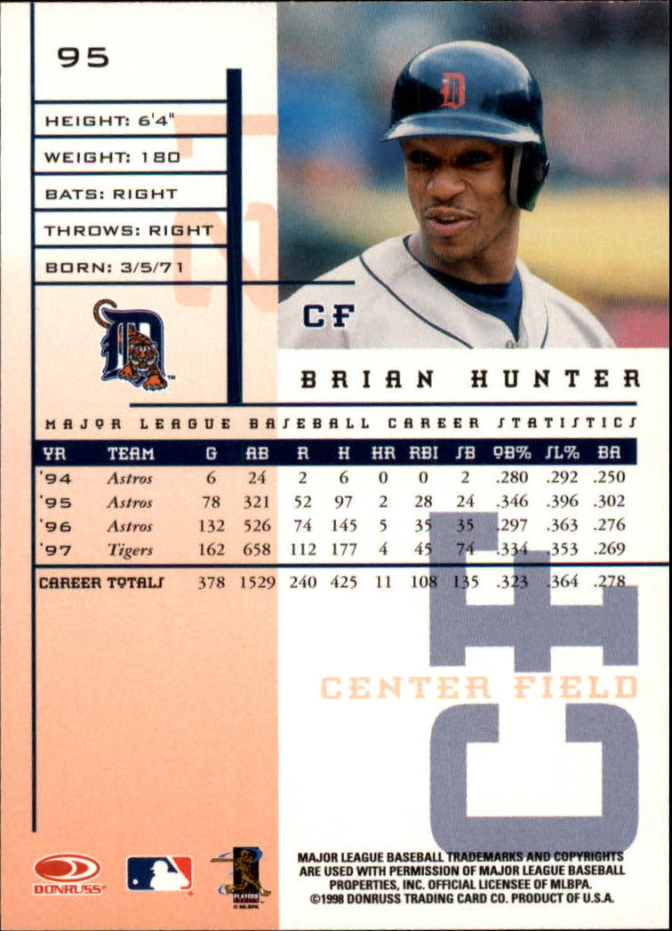 1998 Leaf Rookies and Stars #95 Brian L.Hunter back image