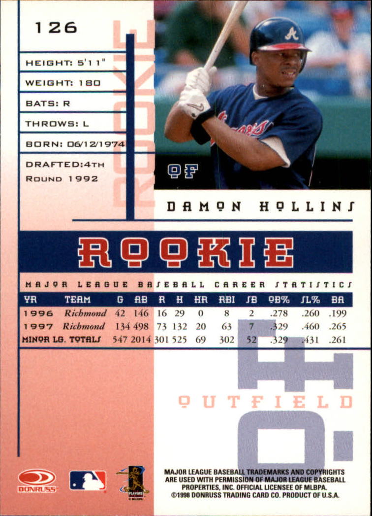 1998 Leaf Rookies and Stars #126 Damon Hollins back image