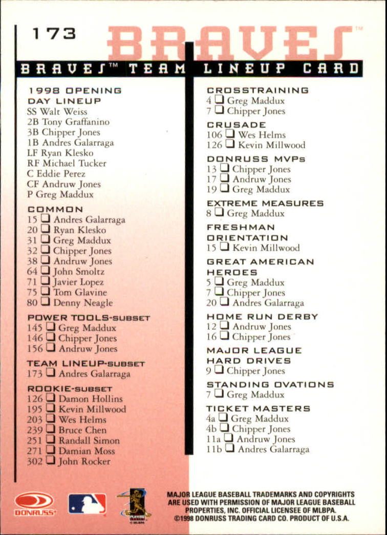 1998 Leaf Rookies and Stars #173 A.Galarraga TLU SP back image
