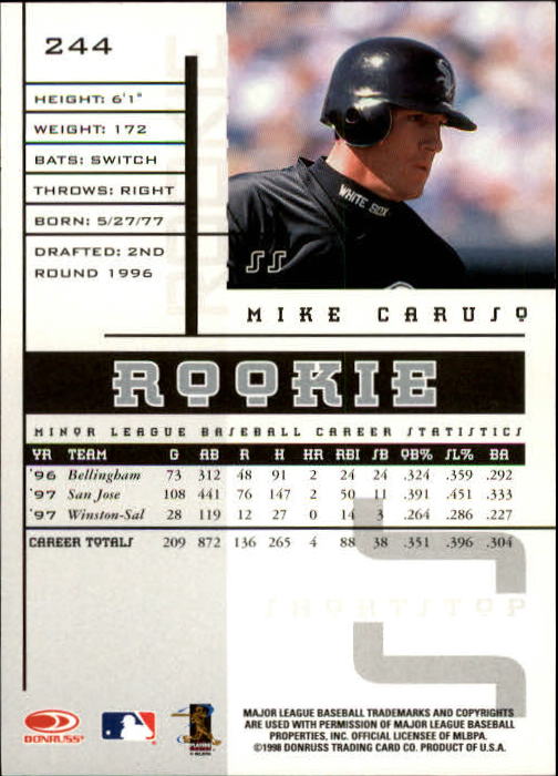 1998 Leaf Rookies and Stars #244 Mike Caruso back image