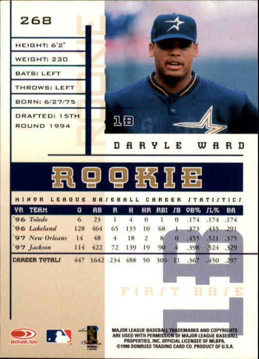 1998 Leaf Rookies and Stars #268 Daryle Ward back image