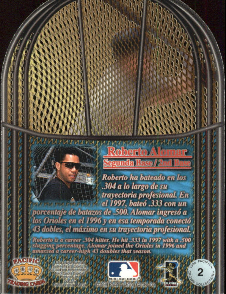 1998 Pacific In The Cage #2 Roberto Alomar back image