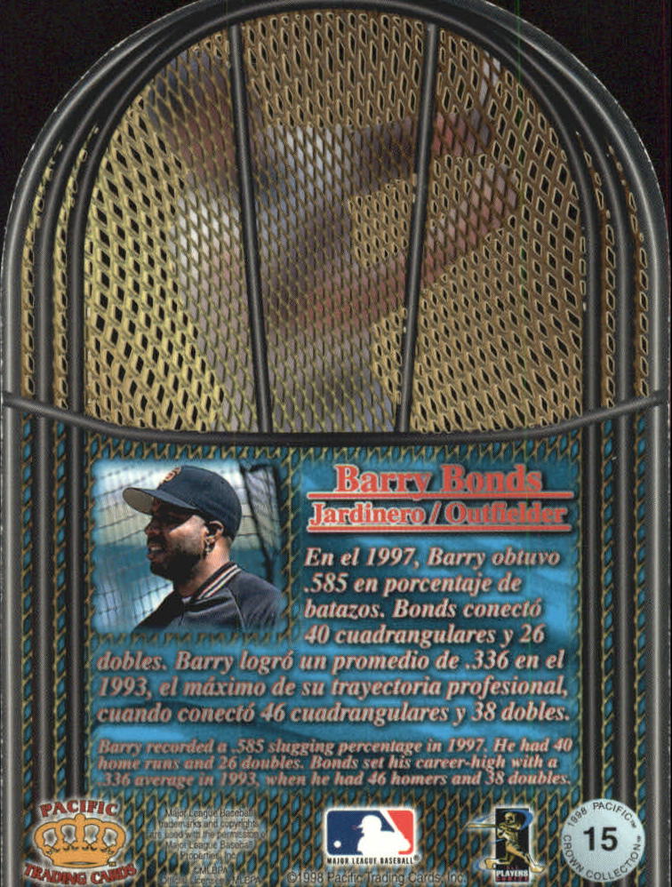 1998 Pacific In The Cage #15 Barry Bonds back image
