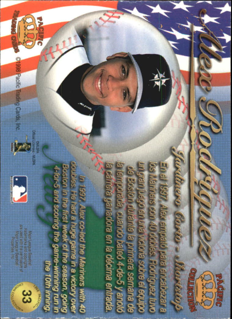 1998 Pacific Latinos of the Major Leagues #33 Alex Rodriguez back image