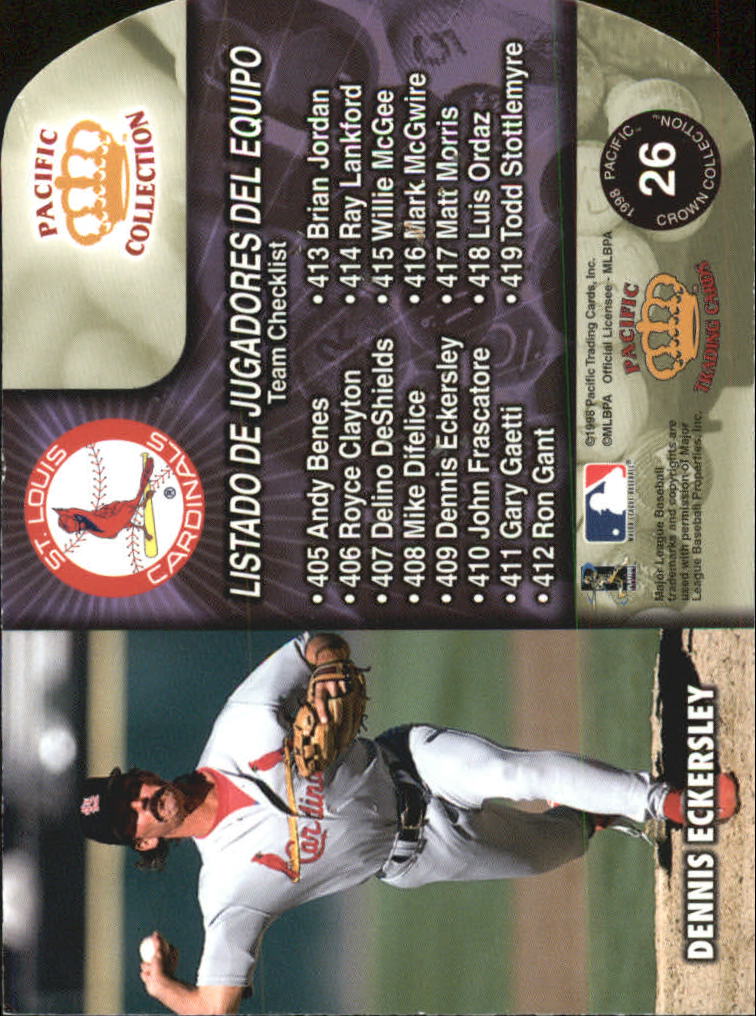 1998 Pacific Team Checklists #26 M.McGwire/D.Eckersley back image