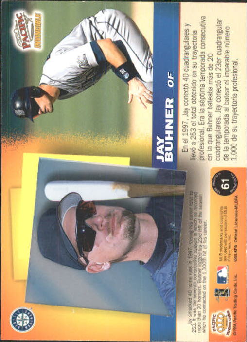 1998 Pacific Invincible #61 Jay Buhner back image