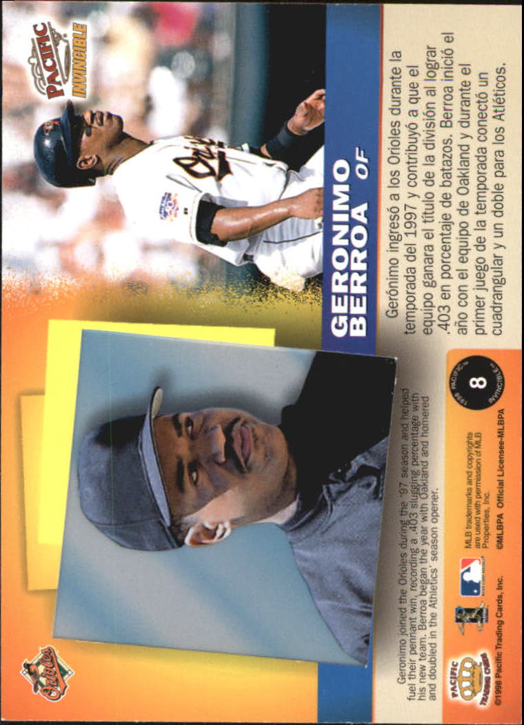 1998 Pacific Invincible Platinum Blue #8 Geronimo Berroa