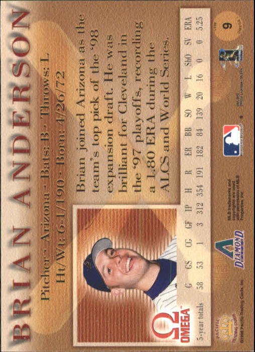 1998 Pacific Omega #9 Brian Anderson back image