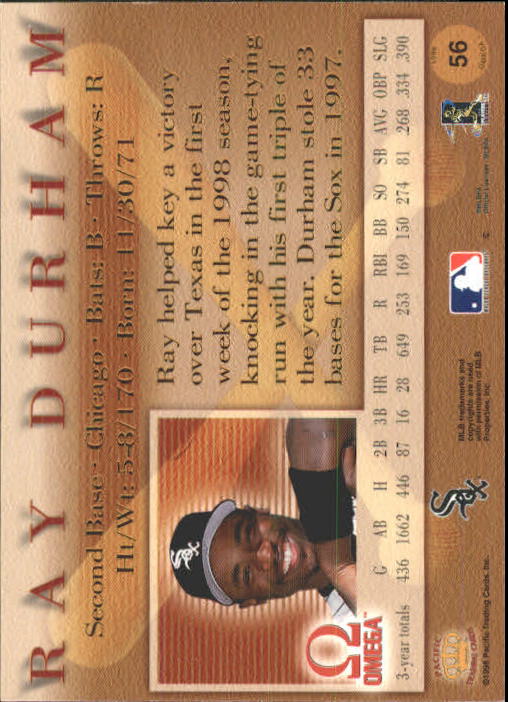 1998 Pacific Omega #56 Ray Durham back image