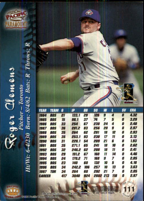 1998 Paramount Gold #111 Roger Clemens back image