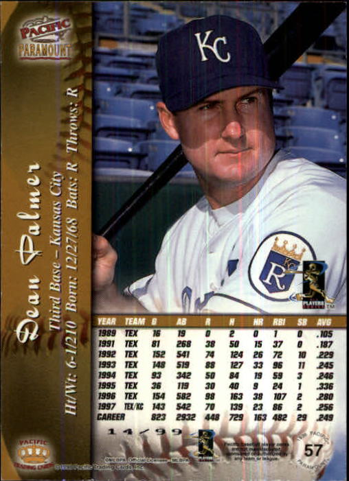 1998 Paramount Holographic Silver #57 Dean Palmer back image